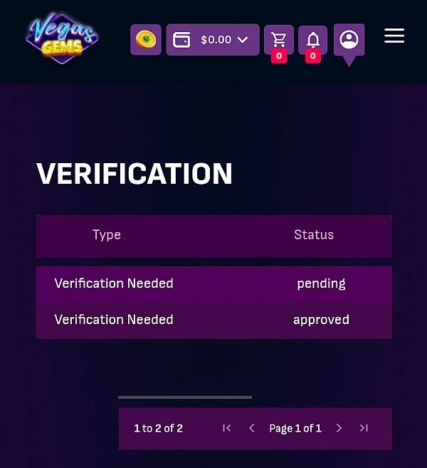 verification page vegasgems